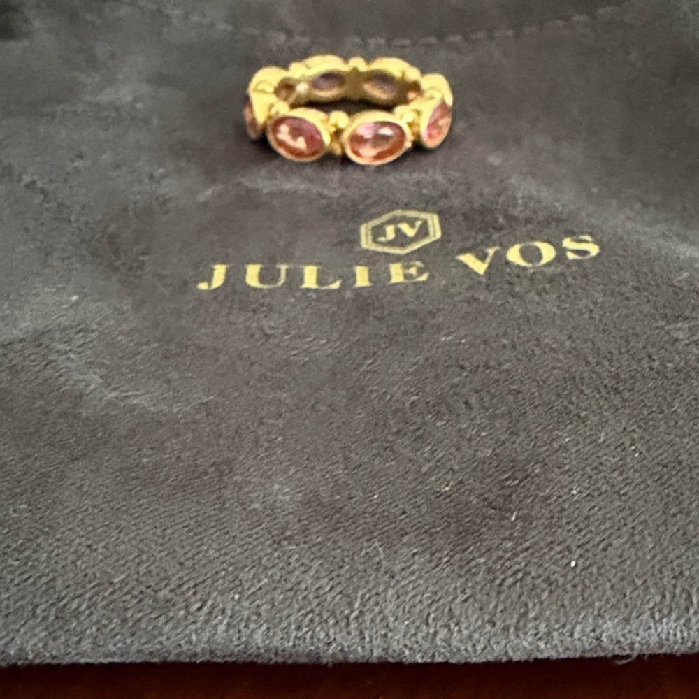 Julie Vos Gold Ring with Pink Stones
